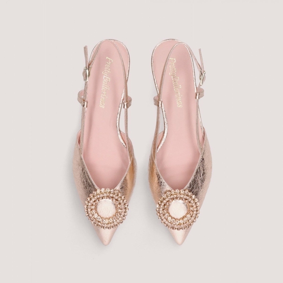 💖💖 BNIB Pretty Ballerinas Rose Gold Flats Slingback Pointed Toe Size US 7- 7½ - Picture 2 of 8